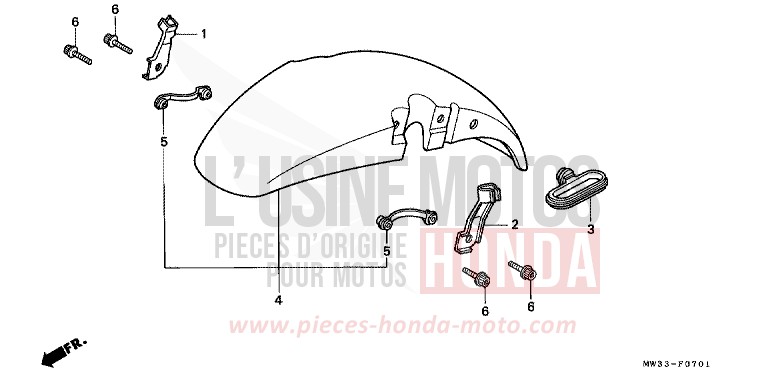 AILE AVANT (CB750F2) de CB Seven Fifty NOIR (NH1) de 1994